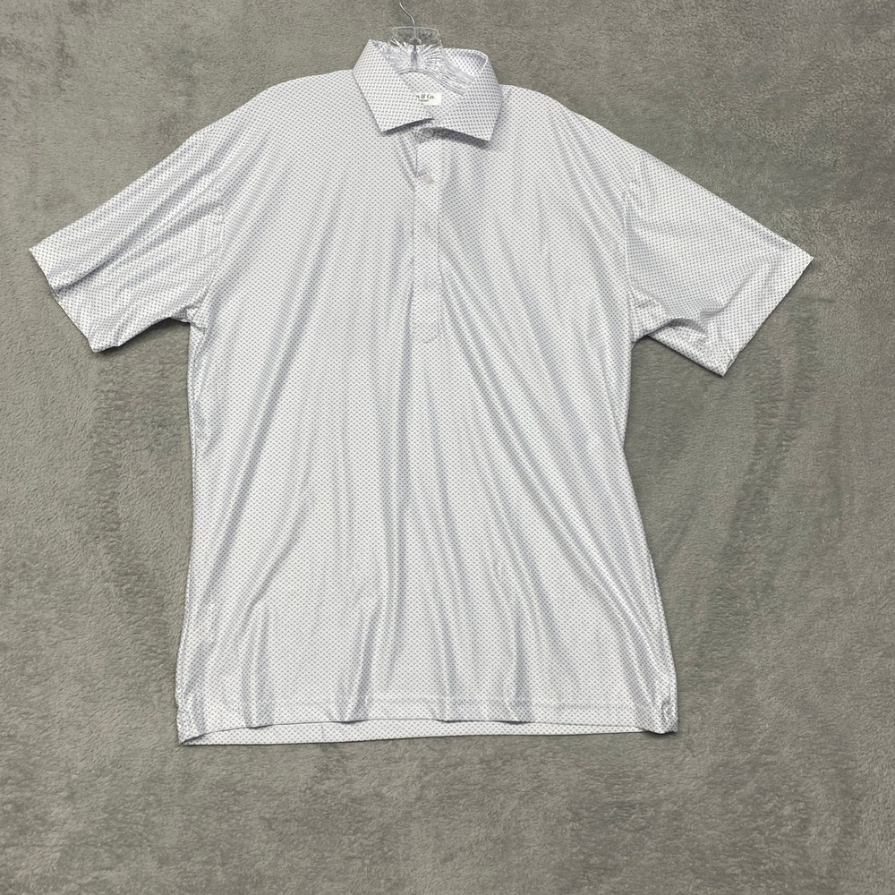 Collars & Co Shirt Mens Large Featherweight Dress Collar Polo Gray Geometric